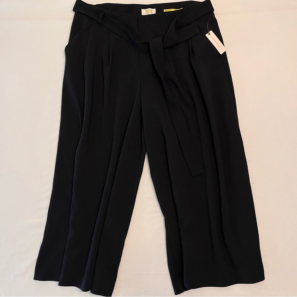 Maeve Anthropologie Black Old Money  Wide Leg Culottes Cropped Pants NEW Size 12